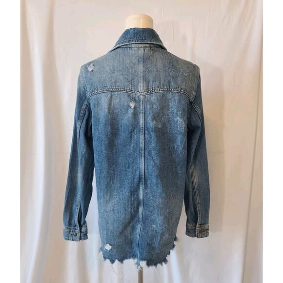 Free People Womens Moon Child Blue Denim Jean Jacket XS - Picture 6 of 7